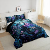Feelyou Dragon Comforter Set Twin Size Comforter for Boys Girls Teens Wild Life Bedding Set Jungle Dragon Duvet Set Room Decor Balck Blue Quilt Set Feelyou