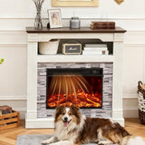 TRONLEE 40" H Electric Fireplace with Mantel, LED Flame Effect,4800 BTU Heating Small to Medium Spaces 60-99°F,Overheat Protection,Remote Control,Freestanding (Off White) TRONLEE