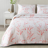 Great Bay Home Floral Full/Queen Quilt Set with Shams, Pink Floral Bedding Set, All-Season, Lightweight Bedspread. Reversible, Farmhouse Bedding. (Full/Queen, Sakura) Great Bay Home