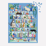 Galison Purrfect Nook – 1000 Piece Jigsaw Puzzle Featuring Artwork of A Lively Cozy Shelf Made for Bibliophiles and Cat Lovers Alike Galison