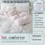 FADFAY Full Duvet Cover Set Pink Floral Comforter Cover 100% Cotton Girls Pink White Flower Bedding Garden Style Blush Bedding for All Season Soft Bedding with 2 Pillowcases, Full FADFAY