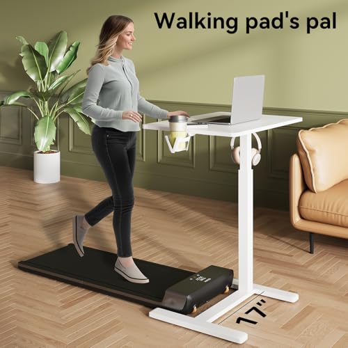 Gamork C Shaped 17.8 * 22.5 inch Mobile Standing Desk,Pneumatic Adjustable Height Stand Up Desk,Ergonomic Standing Side Table for Home Office Work Computer Desk Workstation,White Gamork