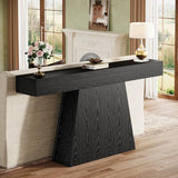 Tribesigns 63" Black Console Table, Farmhouse Entryway Table with Trapezoidal Base, Narrow Long Wood Sofa Table Behind Couch Table for Entrance, Hallway, Living Room, Black Tribesigns
