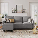 HONBAY Convertible Sectional Sofa, Convertible L Shaped Couch with Reversible Chaise, Sectional Couch for Small Space Apartment, Grey HONBAY