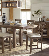 Signature Design by Ashley Moriville Rustic Farmhouse Counter Height Dining Extension Table, Separate Extension Leaves, Seats 8, Wood, 36" W x 86" D x 36" H, Brown Signature Design by Ashley