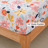Yibeizi Floral Sheet Set for Girls Twin, Kids Cute Print Bedsheets Microfiber Deep Pocket Flower Patterned Bed Sheet & Pillowcase Sets 3 Pieces Yibeizi