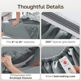 California Design Den 100% Egyptian Cotton Sheets King Size Bed Set - Certified Authentic Luxury, Soft and Durable Sateen, Deep Pocket King Size Egyptian Cotton Sheets Set - Grey California Design Den