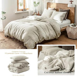 Simple&Opulence 100% Linen Duvet Cover Set, 3 Pieces Belgian Flax Breathable Bedding, 1 Comforter Cover+2 Pillowshams with Coconut Button Closure(Full,Linen) Simple&Opulence