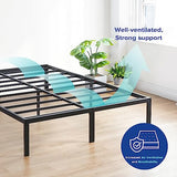 Olee Sleep 18 Inch Heavy Duty Steel Slat Anti-Slip Support, Easy Assembly Platform Bed Frame, Noise Free Steel Mattress Foundation, Maximum Storage, No Box Spring Needed, Black, Cal King Size Olee Sleep