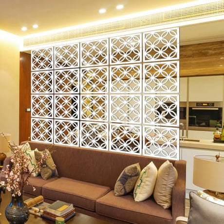 Hanging Room Divider - 10Pieces White Wood-Plastic Hanging Screen Panel DIY Wall Dividers Privacy Room Hotel Decoration (WH) LRZCGB