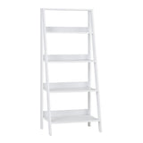 Sophisticated White 4-Shelf Ladder Bookcase by Walker Edison Walker Edison