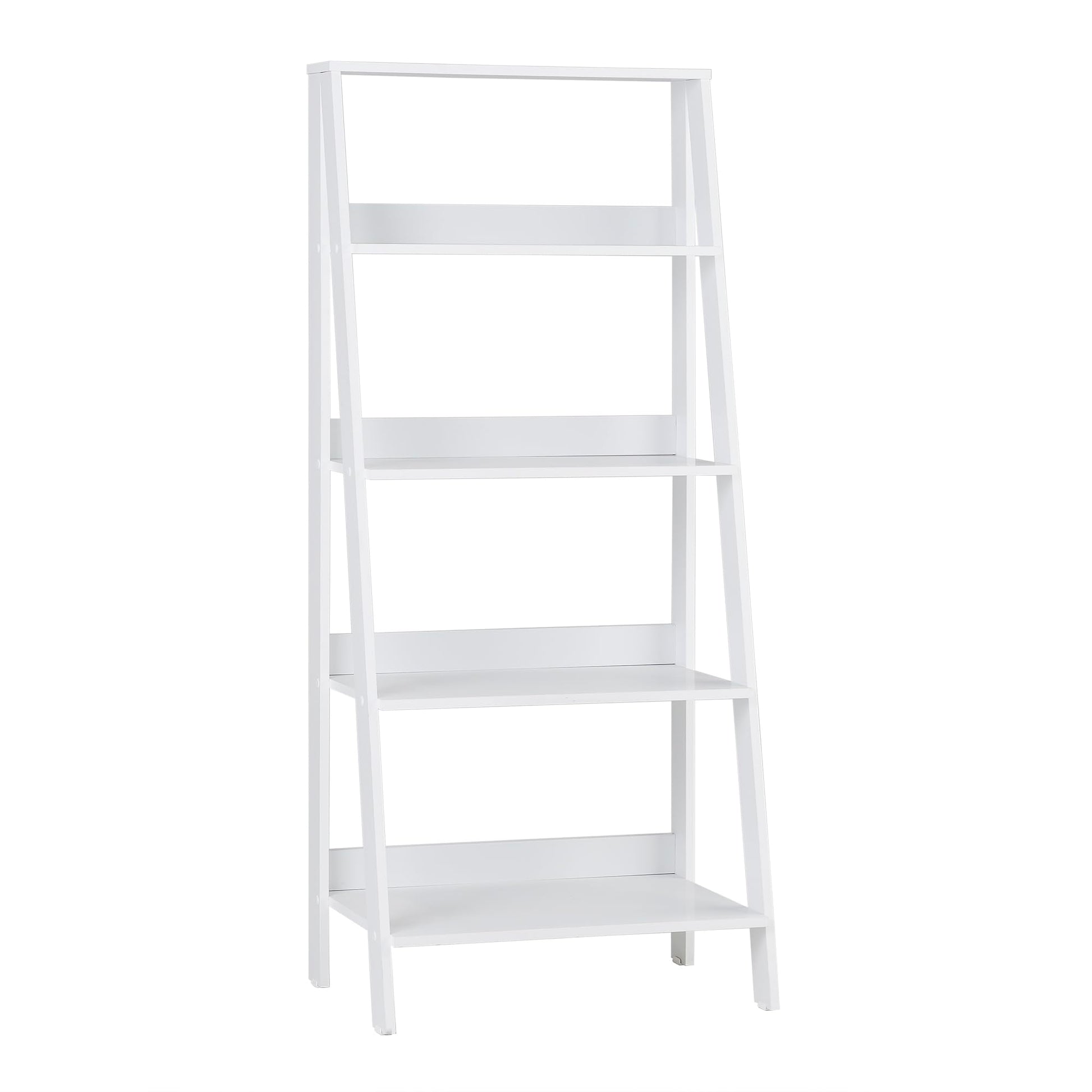 Sophisticated White 4-Shelf Ladder Bookcase by Walker Edison - WoodArtSupply