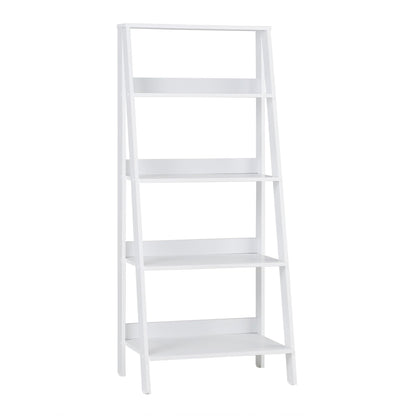 Sophisticated White 4-Shelf Ladder Bookcase by Walker Edison - WoodArtSupply