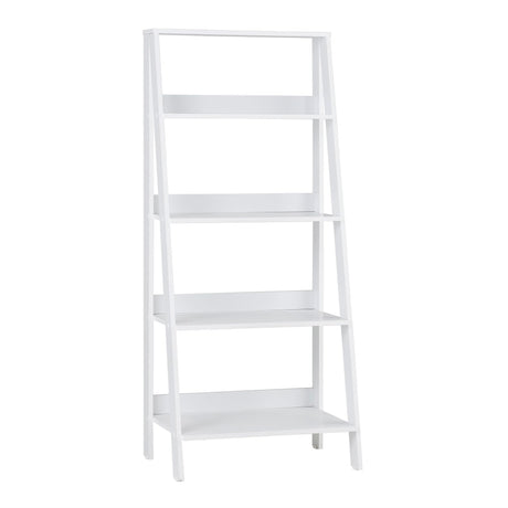 Sophisticated White 4-Shelf Ladder Bookcase by Walker Edison Walker Edison