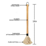 18 Inch Grill Basting Mop Wooden Long Handle with 4 Extra Replacement Heads for BBQ Grilling Smoking Steak YFWOOD