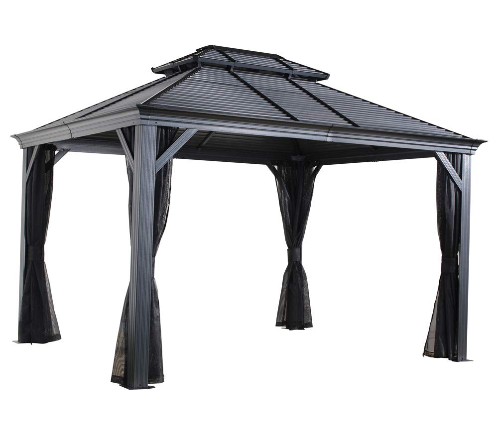 Sojag Outdoor 12' x 16' Mykonos Double Roof Hardtop Gazebo Outdoor Sun Shelter - WoodArtSupply