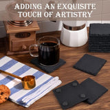 24 Pieces Slate Drink Coasters, GOH DODD 4 Inch Black Coasters Stone Coaster Set, Laser Engraving Blanks with Anti-Scratch Bottom for Home Office Kitchen Housewarming Gifts Wedding Party, Square GOH DODD