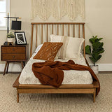 Mid Century Modern Solid Wood Twin Bed Frame with Spindle Headboard in Caramel Walker Edison
