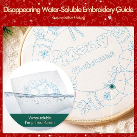 Christmas Embroidery Kits: 3 Pack Cross Stitch Kit for Beginners Adults, DIY Ornaments Craft Kit with All Tools & Instructions, Stamped Hand Embroidery Starter Kit for Holiday Crafts & Xmas Home Decor wtisan