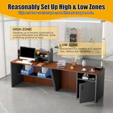 Reception Desk with Counter,L-Shaped Modern Front Desk Reception Room Tables with Ample Storage & Lockers,Easy Assembly,78.8"Checkout Counter for Office,Retail,Lobby,Beauty Salon (Walnut, 78.7in) OYRWSF