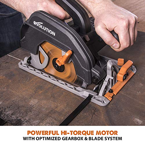 Evolution Power Tools R185CCS 7-1/4" TCT Multi-Material Cutting Circular Saw, 7-1/4", Orange - WoodArtSupply