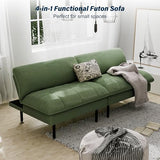 Ribilake 70" Futon Sofa Bed, 4 in 1 Multi-Function Couch Sleeper with Adjustable Backrest, Modern Convertible Futon, Recliner Small Loveseat for Living Room, Dorm, Green Ribilake