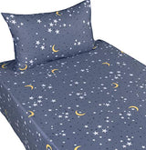 Scientific Sleep Moon & Stars Boys Girls 100% Cotton 3 Pcs Twin Bed Sheet Set Kids Toddler Teen, Flat Sheet & Fitted Sheet & Pillowcase Kids Bedding Set Scientific Sleep