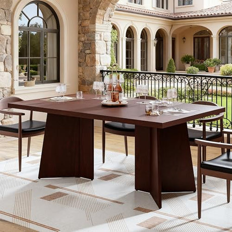 GarveeHome Dining Table for 6-8 People - 63" Modern Long Kitchen Table with Large Tabletop & Heavy Duty Pedestal Legs, Dinner Table for Kitchen, Conference Room, Home, Walnut GarveeHome