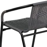 EMMA + OLIVER 2 Pack Gray Rattan Indoor-Outdoor Restaurant Stack Chair with Curved Back EMMA + OLIVER