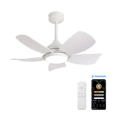 36 inch Ceiling Fan with Light and Remote Control,White 5 Blade Modern Ceiling Fans for Living Room Bedroom Farmhouse indoor, Quick-Install,Reversible DC Motor, Dimmable, 6 Airflow & 3 Light Colors natawinnd