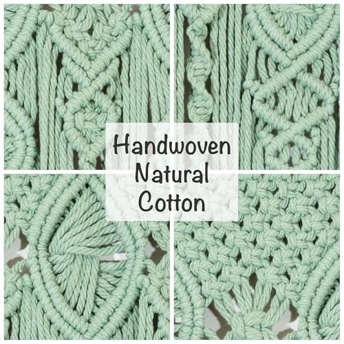 Macrakido - Premium 4mm Thick Macrame Door Curtain - Handcrafted Light Sage Green Boho Room Divider - Extra Dense Privacy Screen - Doorway Hanging Decor 40" x 80" Macrakido