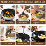 Umite Chef Kitchen Cooking Utensils Set, 33 pcs Non-Stick Utensils Spatula Set with Holder, Black Wooden Handle Silicone Kitchen Gadgets Umite Chef