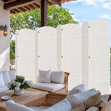 DURASPACE 8 Panel Room Divider, 6ft Tall Folding Privacy Screen, 19.5" Wide Panels, 360°Rotation, Hand-Woven Freestanding Wood Partition for Room Separation DURASPACE