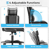 Sytas Executive Office Ergonomic Chair with Adjustable Headrest, PU Leather Desk Chair, High-Back Swivel Task Chair for Home Office, 135° Reclining, Black Sytas