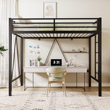 Allewie 72 Inches Tall Loft Bed Twin Size with Ladder and Safety Guardrail for Teens and Adults, Heavy Duty Metal Single Loft Bed for Small Space, Noise Free, Black Allewie