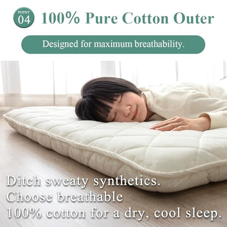 タンスのゲン TANSU NO GEN Japanese Futon Mattres, Twin XL, Extra Thickness 3.5", Made in Japan, Foldable, Floor Mattress, Sikibuton, Sleeping Tatami Mattress for Floor, 10119093(85811) タンスのゲン