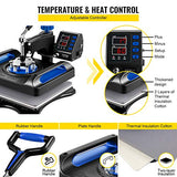 VEVOR Heat Press Machine for T-Shirts - 8 in 1 Heat Press Sublimation Machine with 360° Rotation/Dual-Tube Heating, 12 x 15 Swing Away Heat Press for DIY T-Shirts/Cap/Mugs/Heat Transfer Projects,Blue VEVOR