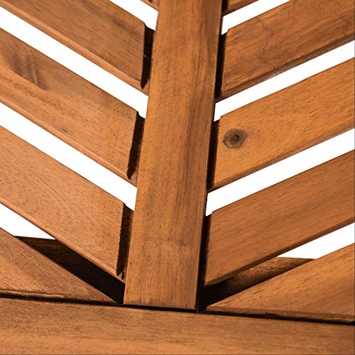 Walker Edison 4 Person Outdoor Wood Chevron Patio Furniture Dining Set Table Chairs All Weather Backyard Conversation Garden Poolside Balcony, 5 Piece, Brown Walker Edison