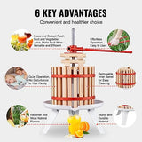 VEVOR Fruit Wine Press, 3.2 Gallon/12L, Solid Wood Basket with 6 Blocks, Manual Juice Maker, Cider Apple Grape Tincture Vegetables Honey Olive Oil Making Press with Pole Handle Bar for Kitchen, Home VEVOR