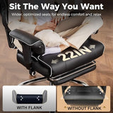 COMHOMA Big and Tall Office Chair 400lbs High Back Gaming Chair with Ergonomic Lumbar Support & Pocket Spring Cushion for Lower Back Pain Relief, Leather Executive Chair with Foot Rest, White/Black COMHOMA