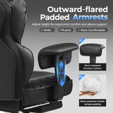 COMHOMA Big and Tall Office Chair 400LBS Heavy Duty Gaming Chair with Deluxe Embossing Leather High Back Wider Ergonomic Computer Chair with Foot Rest 150°Reclining Pocket Spring Lumbar Support COMHOMA