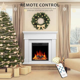 43 Inch Fireplace TV Stand with Mantel - Electric Fireplace Heater, Wooden Entertainment Center, Adjustable LED Flame, Freestanding (750W/1500W),Cream ZAFRO
