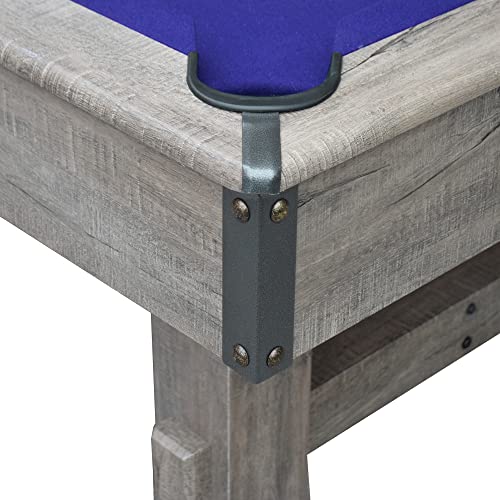 Hathaway Logan 7-ft Pool Table Combo Set with Benches - Rustic Gray with Blue Felt, Barnwood Hathaway