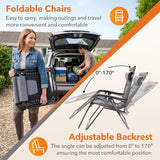 Sweetcrispy Zero Gravity Chairs, Foldable Patio Reclining Chairs with Adjustable Pillow & Cup Holder, Oversized Portable Support 400 lbs, for Backyard Camping(Black-Gray)