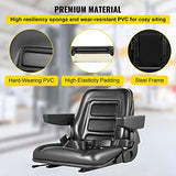 VEVOR Universal Forklift Seat Black PVC Tractor Seat, 6"/150MM Adjustable Mower Seat Foldable Seat Including Armrests, Seat Belt, Seat Switch, Skid Steer Seat Fit Forklift, Tractor, Skid Loader VEVOR