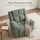 Trygoal Oversized Corduroy Recliner Chair, Manual Lazy Boy Recliner with Home Theater Seating, Breathable Living Room Reclining Chair for Adults Reading, Gaming, Relax, Green