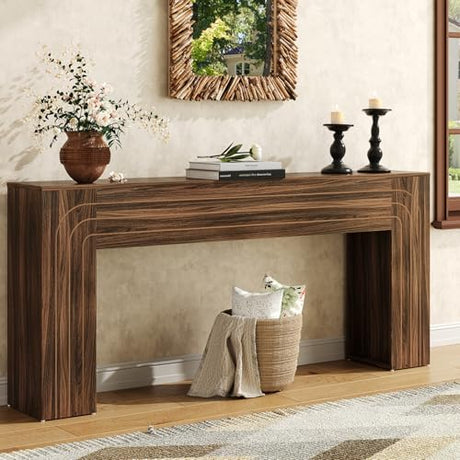 knoworld 70.9-Inch Long Entryway Console Table, Farmhouse Sofa Table for Entrance and Hallway, Wood Narrow Table with Handcrafted Line Detailing for Living Room and Behind Couch knoworld
