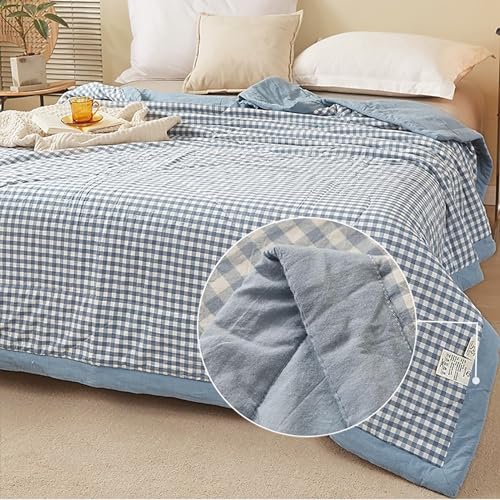 Double Quilt Summer Duvet for Single/Double Bed Natural Cotton Quilt Lightweight Summer Quilted Duvet Soft and Breathable for All Seasons C 200x230cm Generic