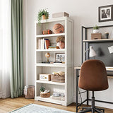 LINSY HOME 5-Tier Adjustable Bookcase in White Oak - Stylish & Durable Storage Solution LINSY HOME
