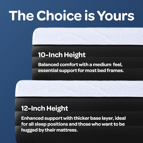 OhGeni 10 Inch King Size Mattress, Cooling Gel Memory Foam Bed Mattresses in a Box, Cool Touch Surface, Medium Feel，Ergonomic Support & Pressure Relief, CertiPUR-US Certified Foam, Designed in USA OhGeni